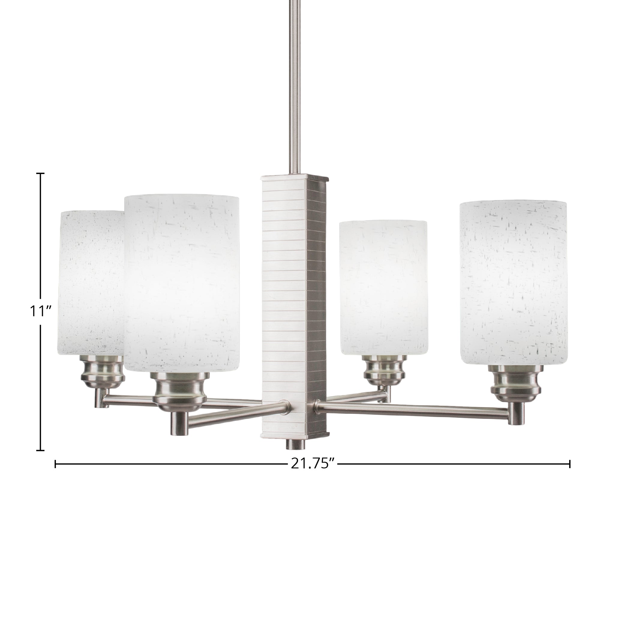Edge Four Light Chandelier in Brushed Nickel with 4" White Muslin Shade