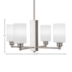 Edge Four Light Chandelier in Brushed Nickel with 4" White Matrix Shade