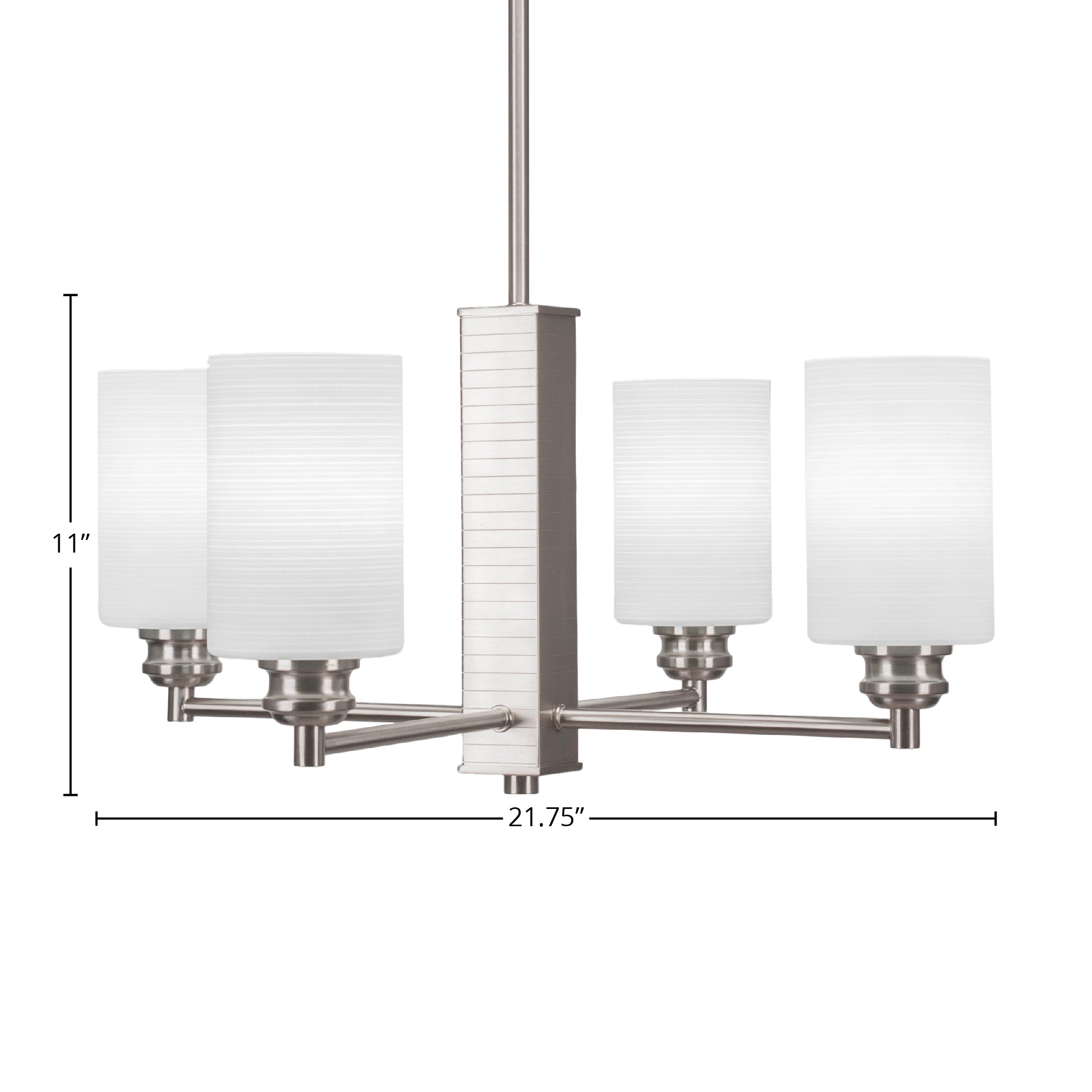 Edge Four Light Chandelier in Brushed Nickel with 4" White Matrix Shade