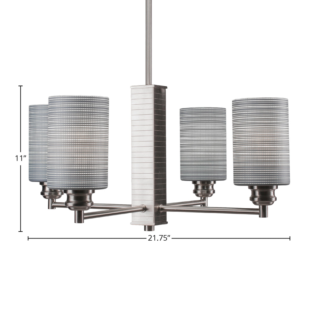 Edge Four Light Chandelier in Brushed Nickel with 4" Gray Matrix Shade