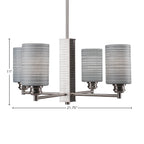 Edge Four Light Chandelier in Brushed Nickel with 4" Gray Matrix Shade