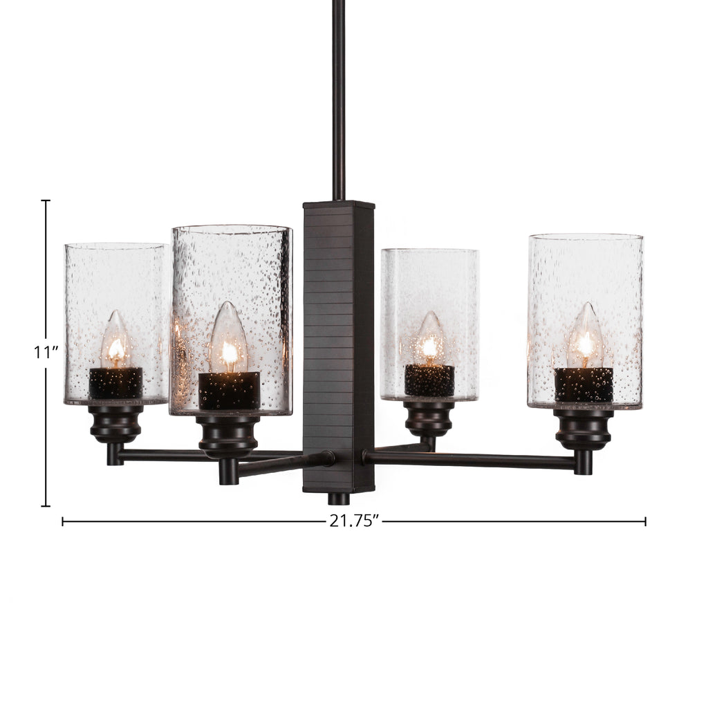 Edge Four Light Chandelier in Espresso with 4" Clear Bubble Shade