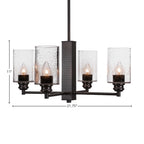 Edge Four Light Chandelier in Espresso with 4" Clear Bubble Shade