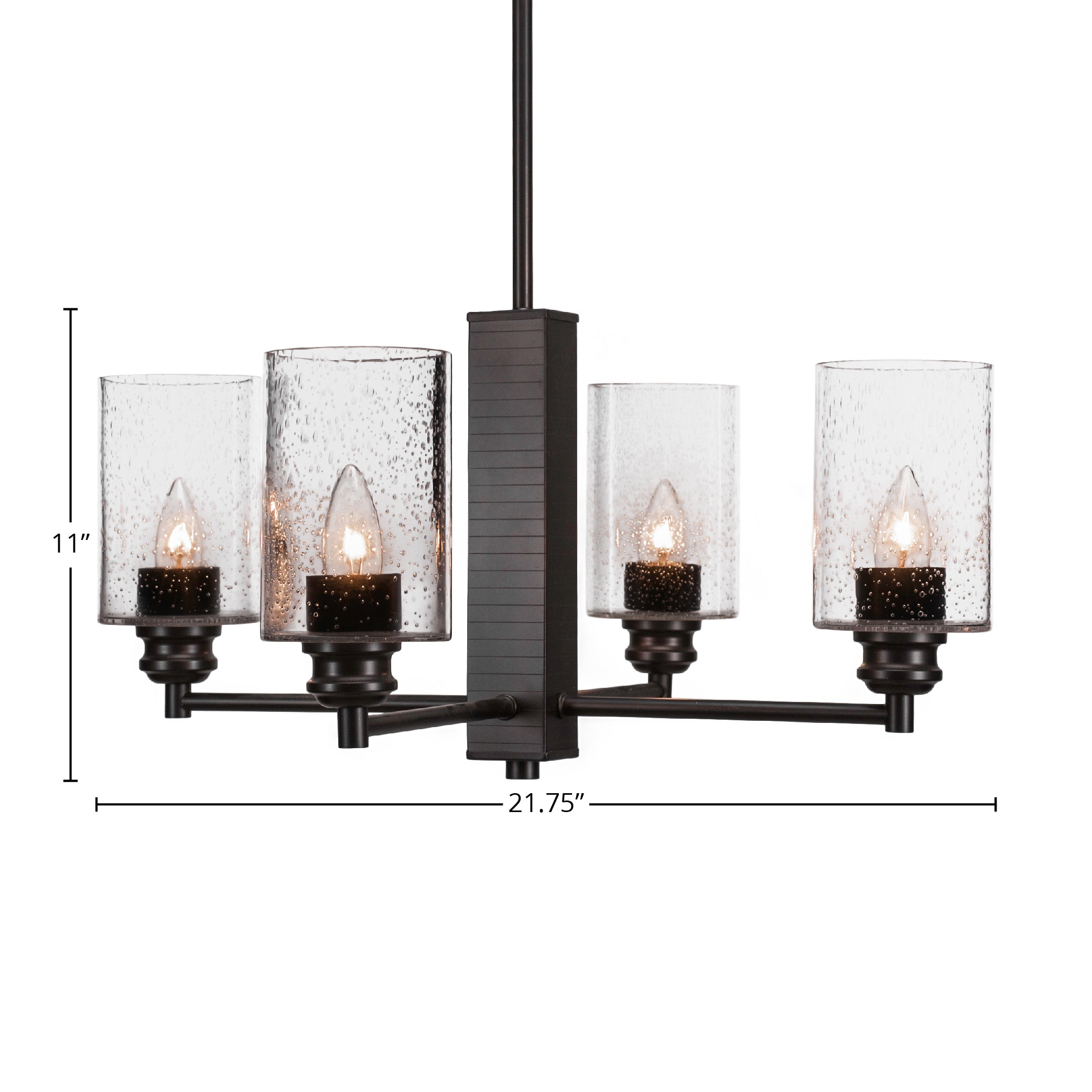 Edge Four Light Chandelier in Espresso with 4" Clear Bubble Shade