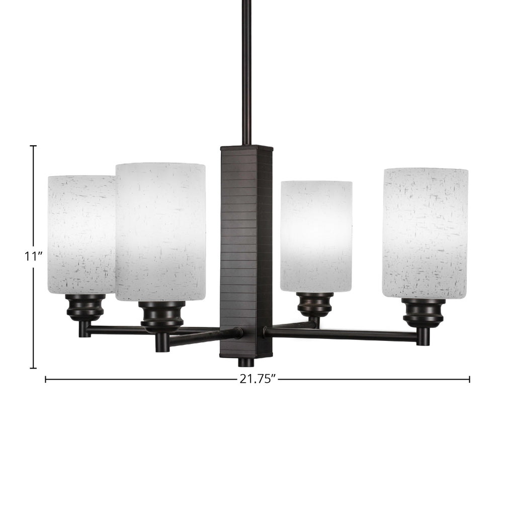 Edge Four Light Chandelier in Espresso with 4" White Muslin Shade