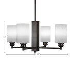 Edge Four Light Chandelier in Espresso with 4" White Muslin Shade