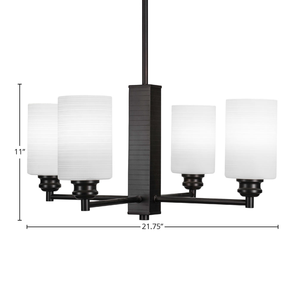 Edge Four Light Chandelier in Espresso with 4" White Matrix Shade