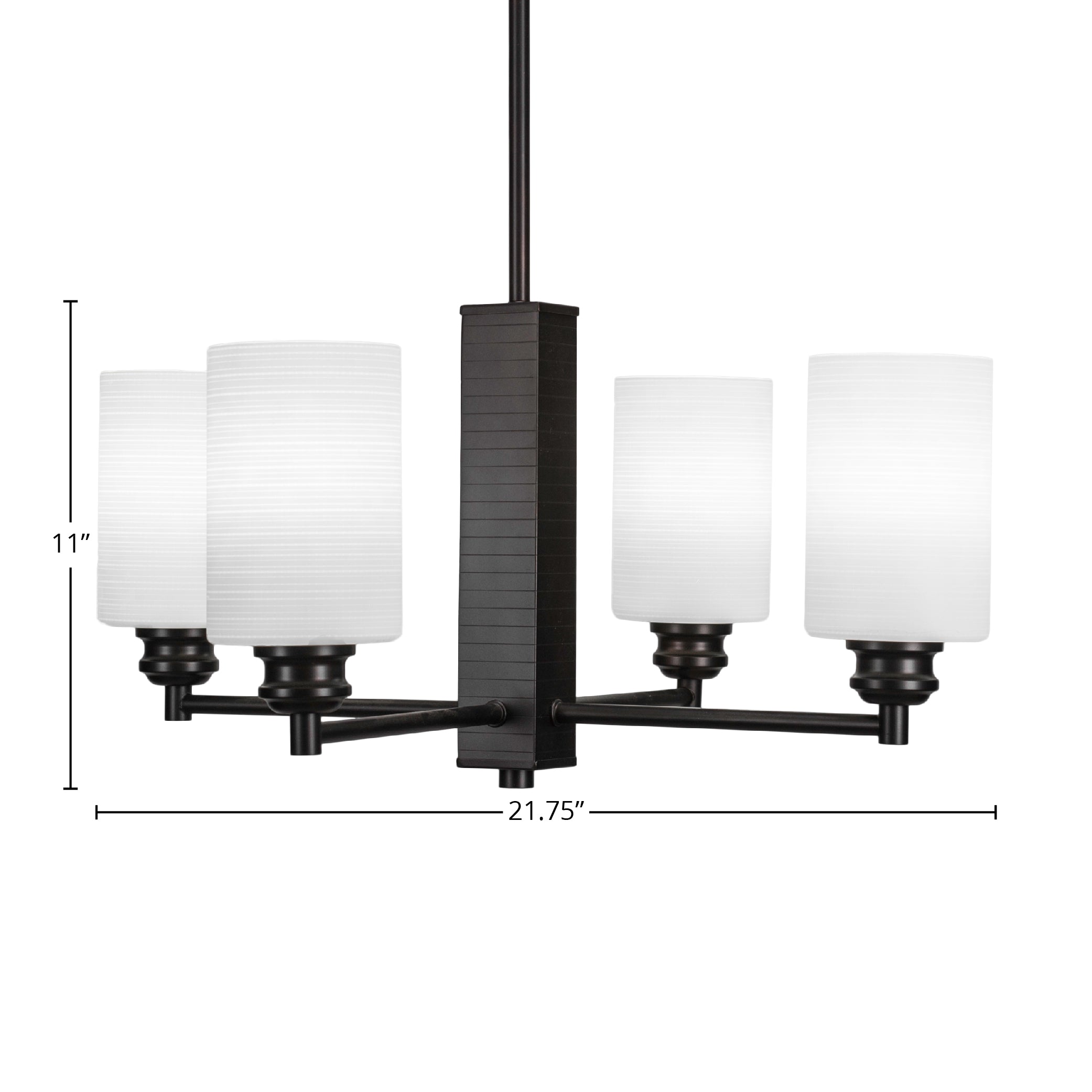 Edge Four Light Chandelier in Espresso with 4" White Matrix Shade