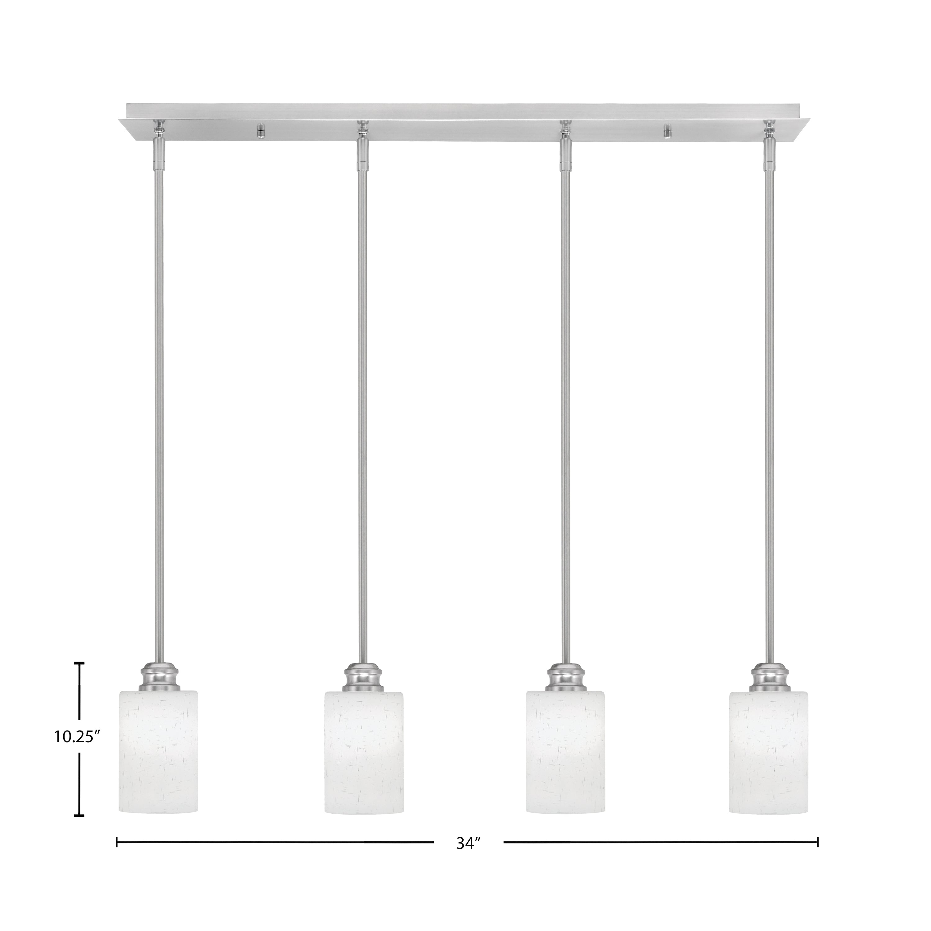 Edge Four Light Linear Pendalier in Brushed Nickel with 4" White Muslin Shade