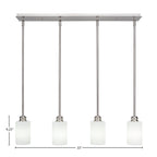 Edge Four Light Linear Pendalier in Brushed Nickel with 4" White Matrix Shade