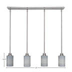 Edge Four Light Linear Pendalier in Brushed Nickel with 4" Gray Matrix Shade