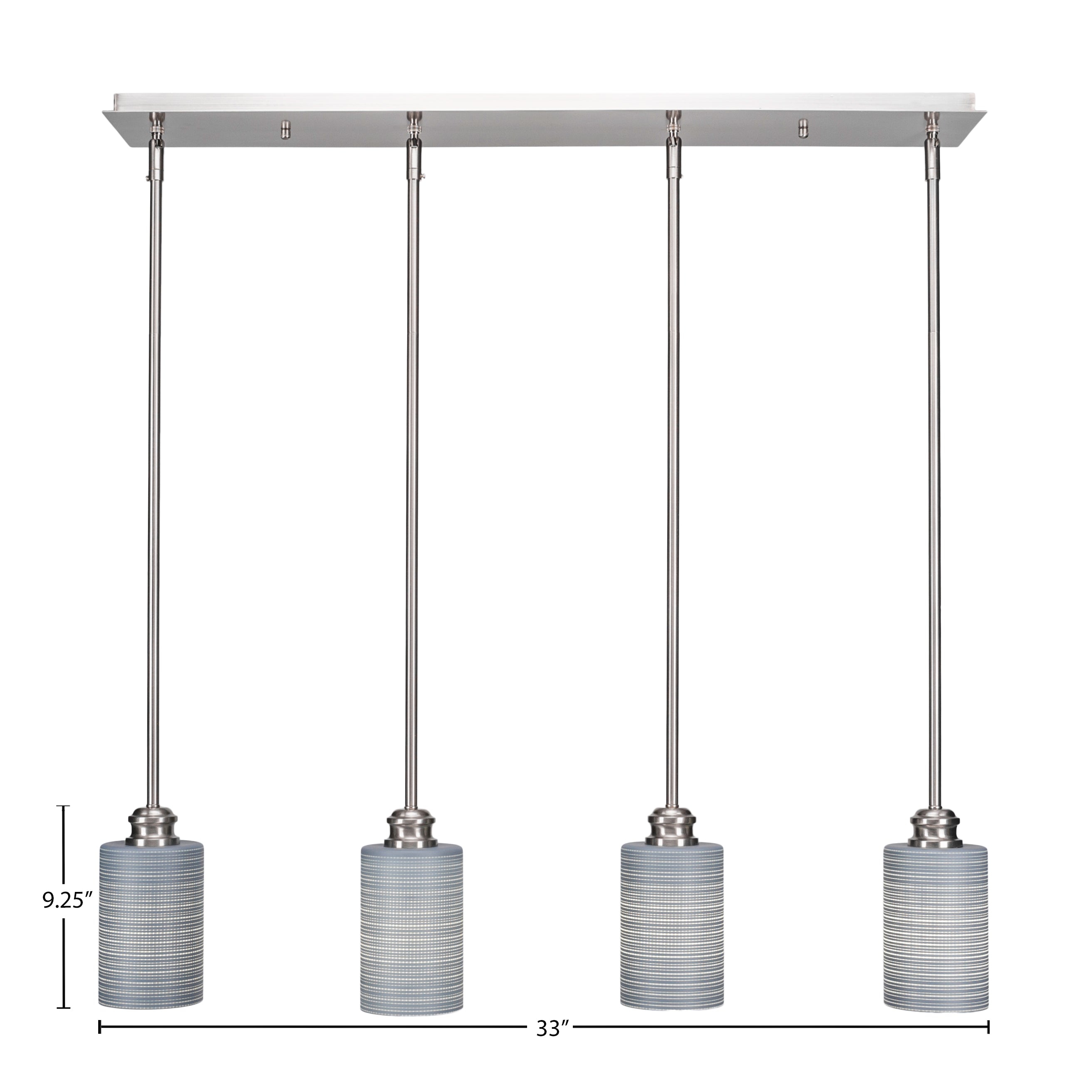 Edge Four Light Linear Pendalier in Brushed Nickel with 4" Gray Matrix Shade