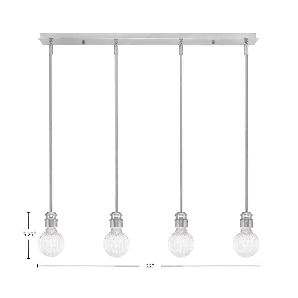 Edge LED Mini Pendant in Brushed Nickel with 4" LED Bulb Shade