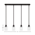 Edge Four Light Linear Pendalier in Espresso with 4" Clear Bubble Shade