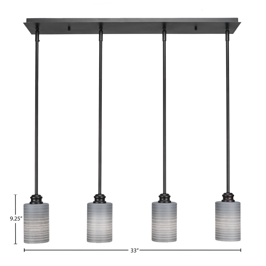Edge Four Light Linear Pendalier in Espresso with 4" Gray Matrix Shade