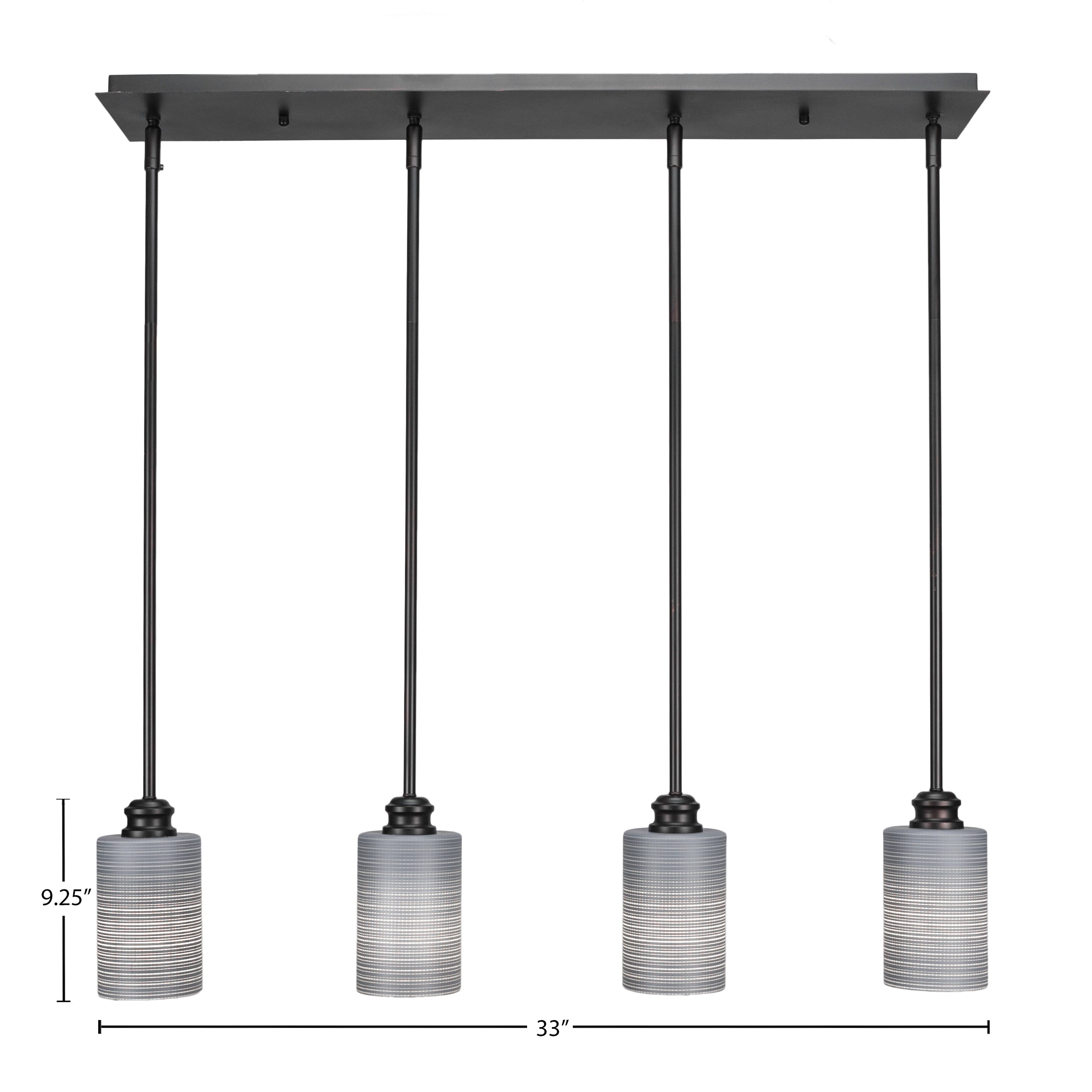 Edge Four Light Linear Pendalier in Espresso with 4" Gray Matrix Shade