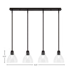 Edge Four Light Linear Pendalier in Espresso with 6.25" Clear Bubble Shade