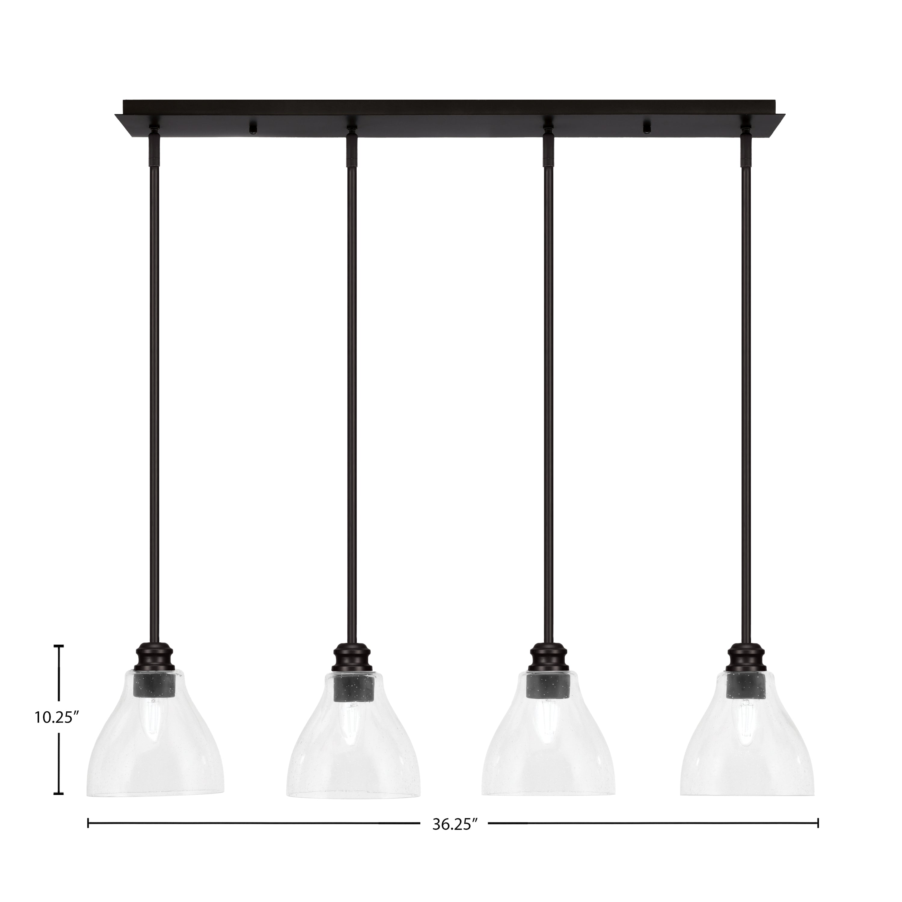 Edge Four Light Linear Pendalier in Espresso with 6.25" Clear Bubble Shade