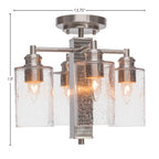 Edge Four Light Semi-Flush Mount in Brushed Nickel with 4" Clear Bubble Shade