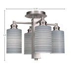 Edge Four Light Semi-Flush Mount in Brushed Nickel with 4" Gray Matrix Shade