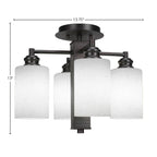 Edge Four Light Semi-Flush Mount in Espresso with 4" White Muslin Shade