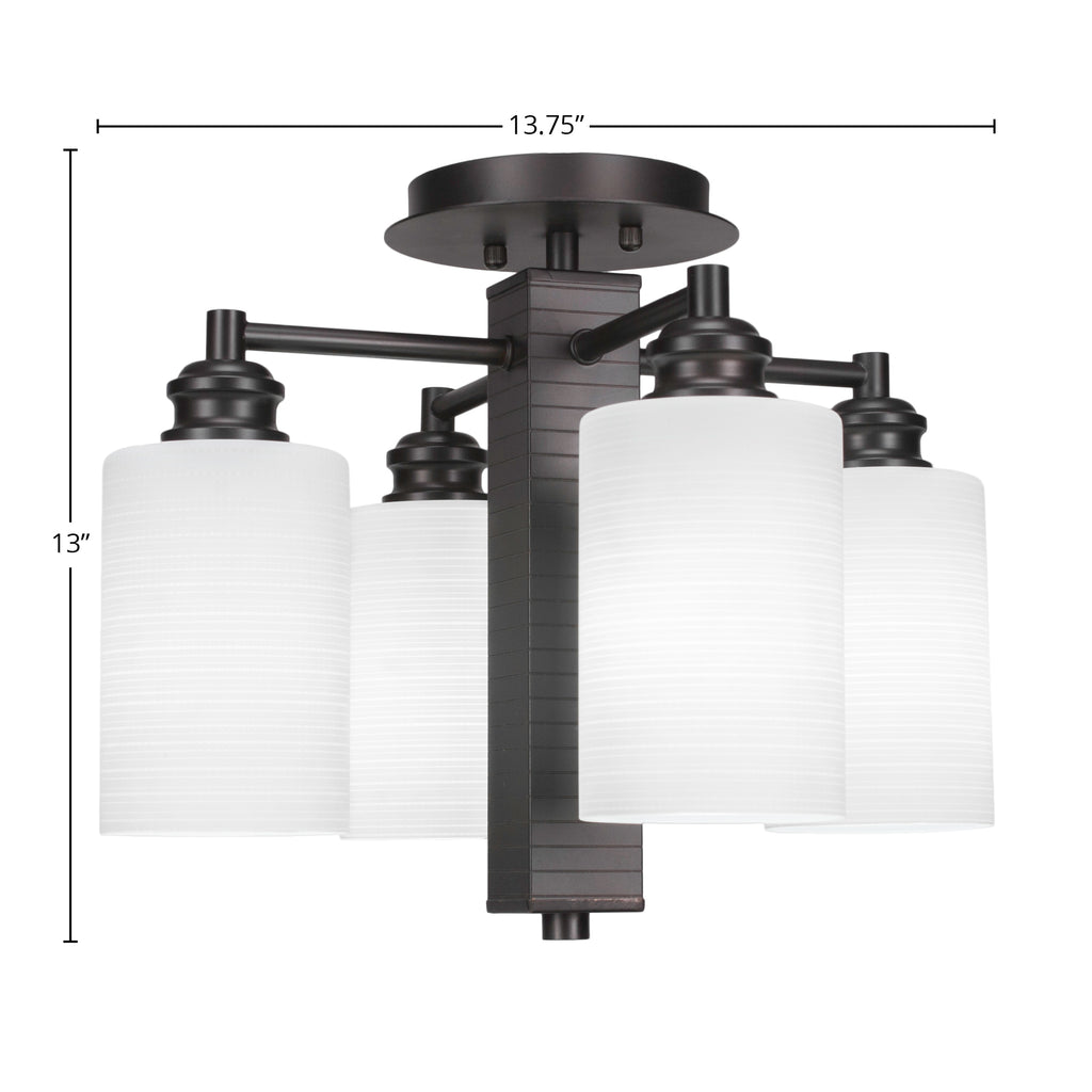 Edge Four Light Semi-Flush Mount in Espresso with 4" White Matrix Shade