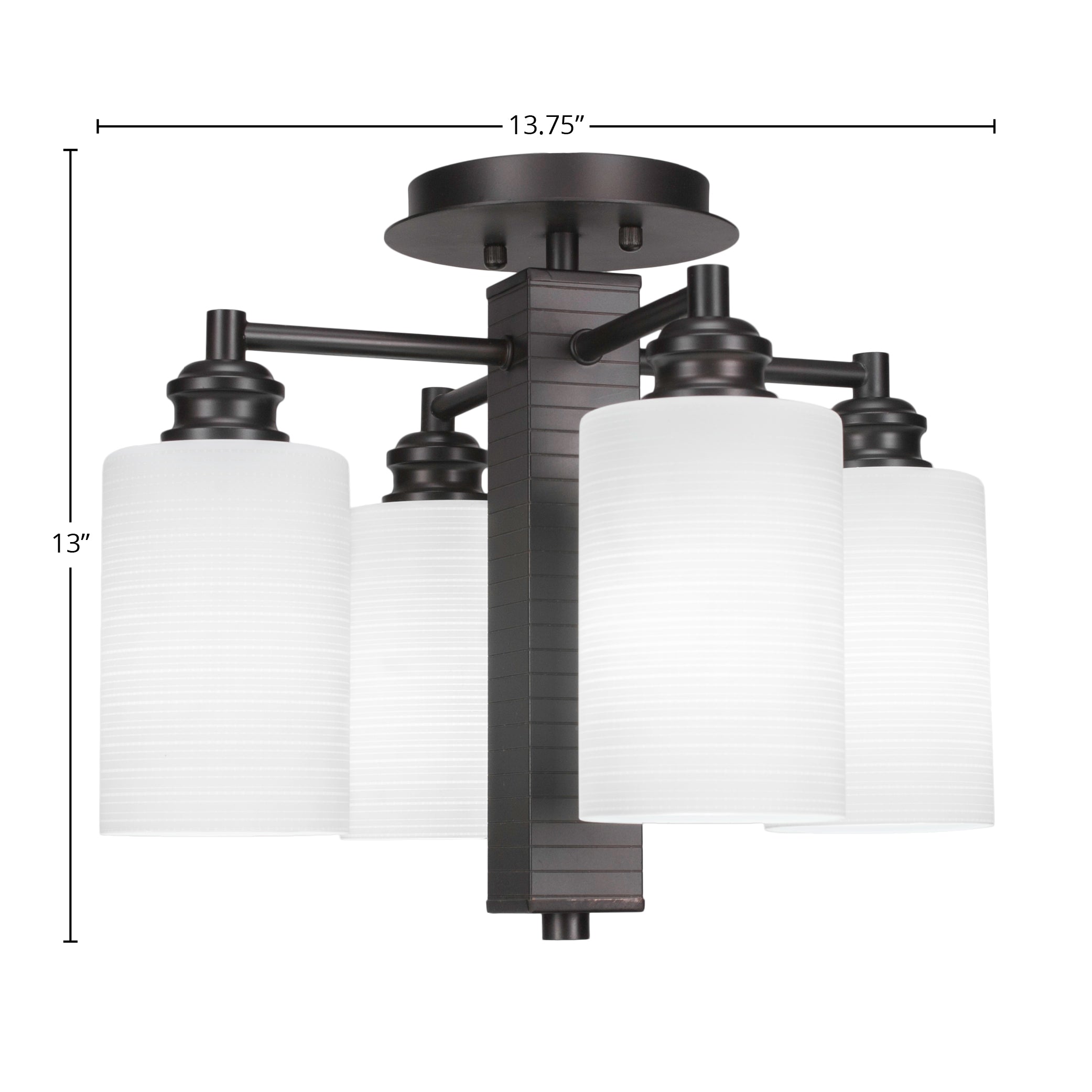 Edge Four Light Semi-Flush Mount in Espresso with 4" White Matrix Shade