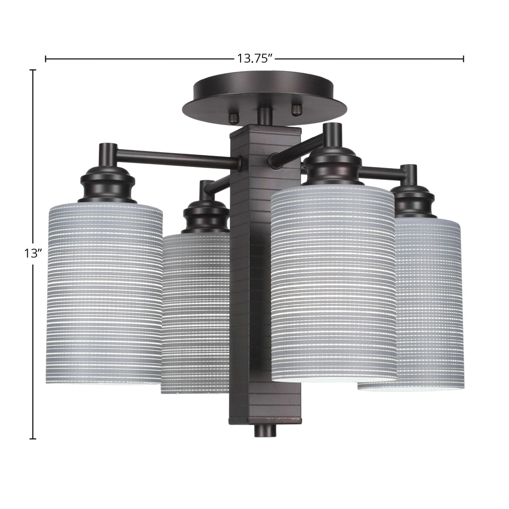 Edge Four Light Semi-Flush Mount in Espresso with 4" Gray Matrix Shade