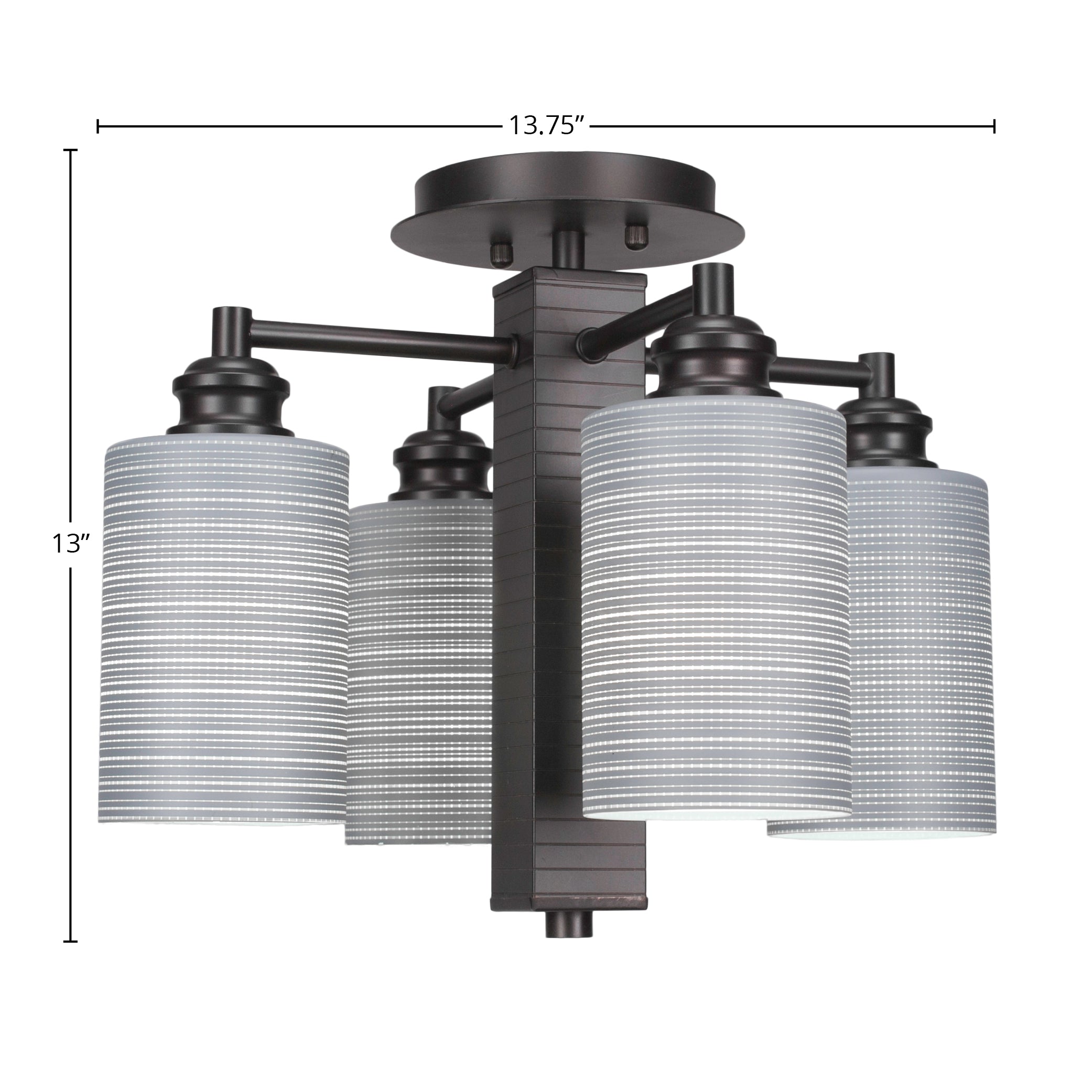 Edge Four Light Semi-Flush Mount in Espresso with 4" Gray Matrix Shade