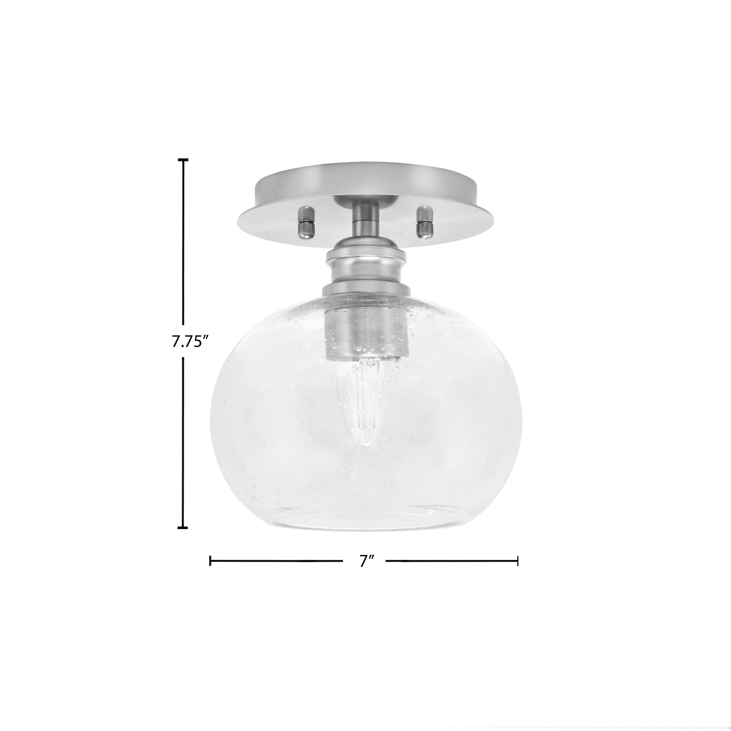 Edge One Light Semi-Flush Mount in Brushed Nickel with 7" Clear Bubble Shade