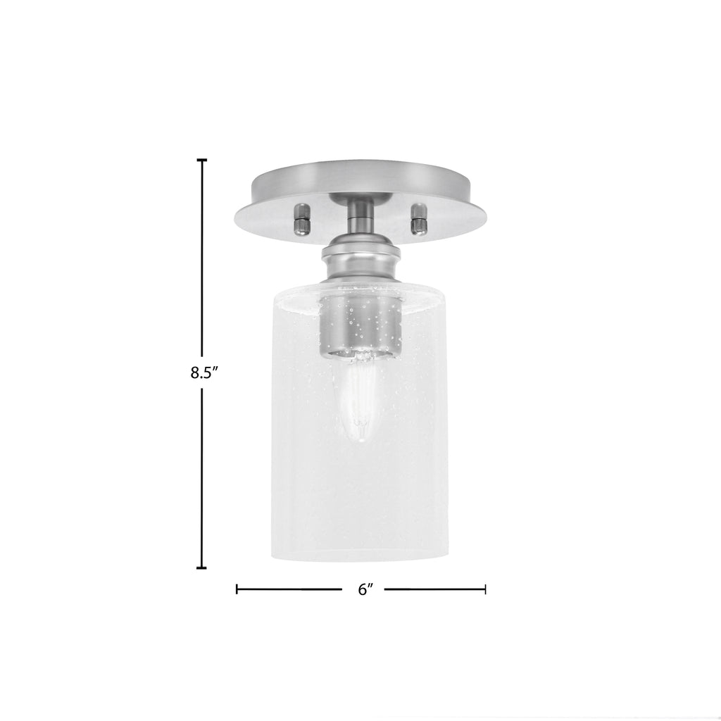 Edge One Light Semi-Flush Mount in Brushed Nickel with 4" Clear Bubble Shade