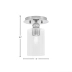 Edge One Light Semi-Flush Mount in Brushed Nickel with 4" Clear Bubble Shade