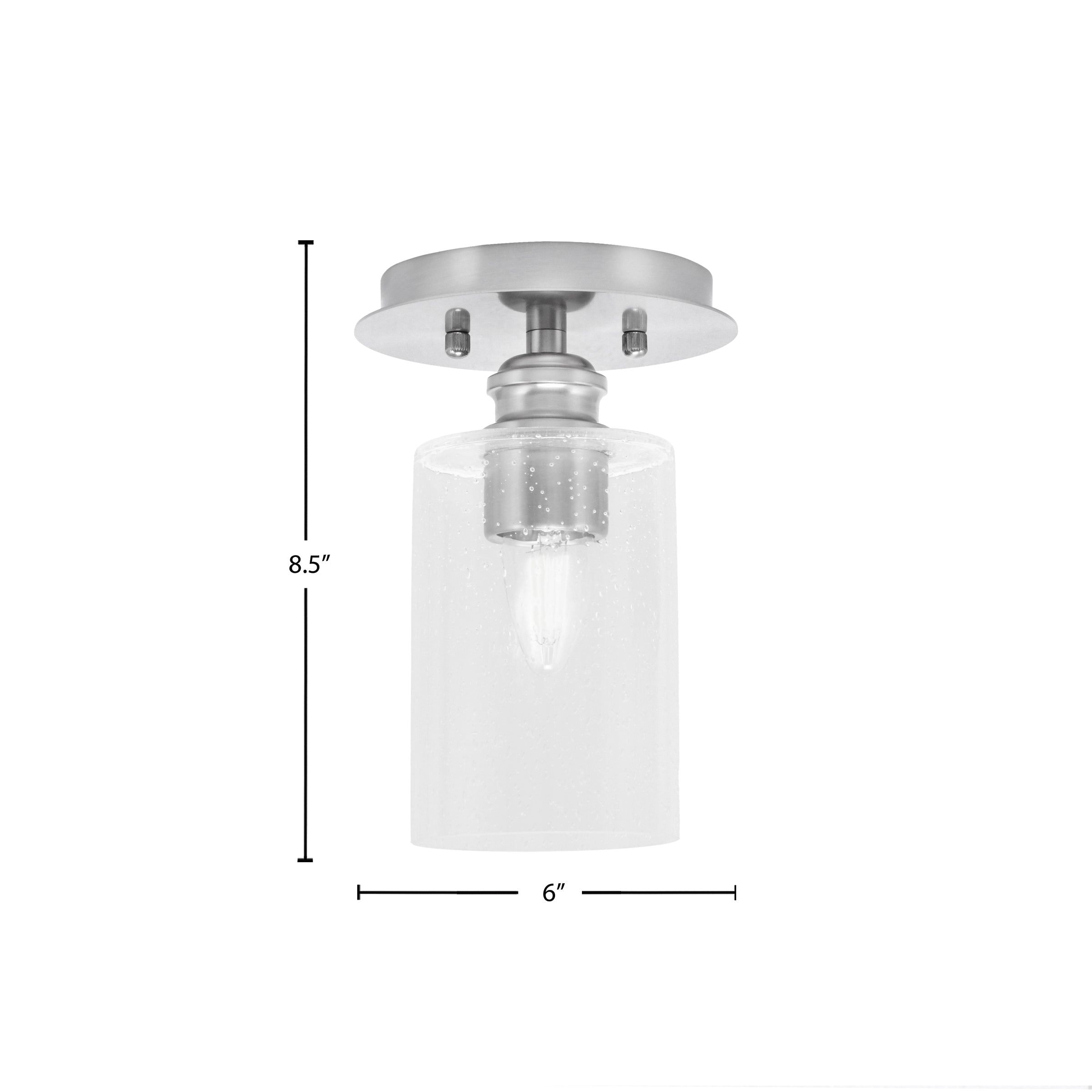Edge One Light Semi-Flush Mount in Brushed Nickel with 4" Clear Bubble Shade