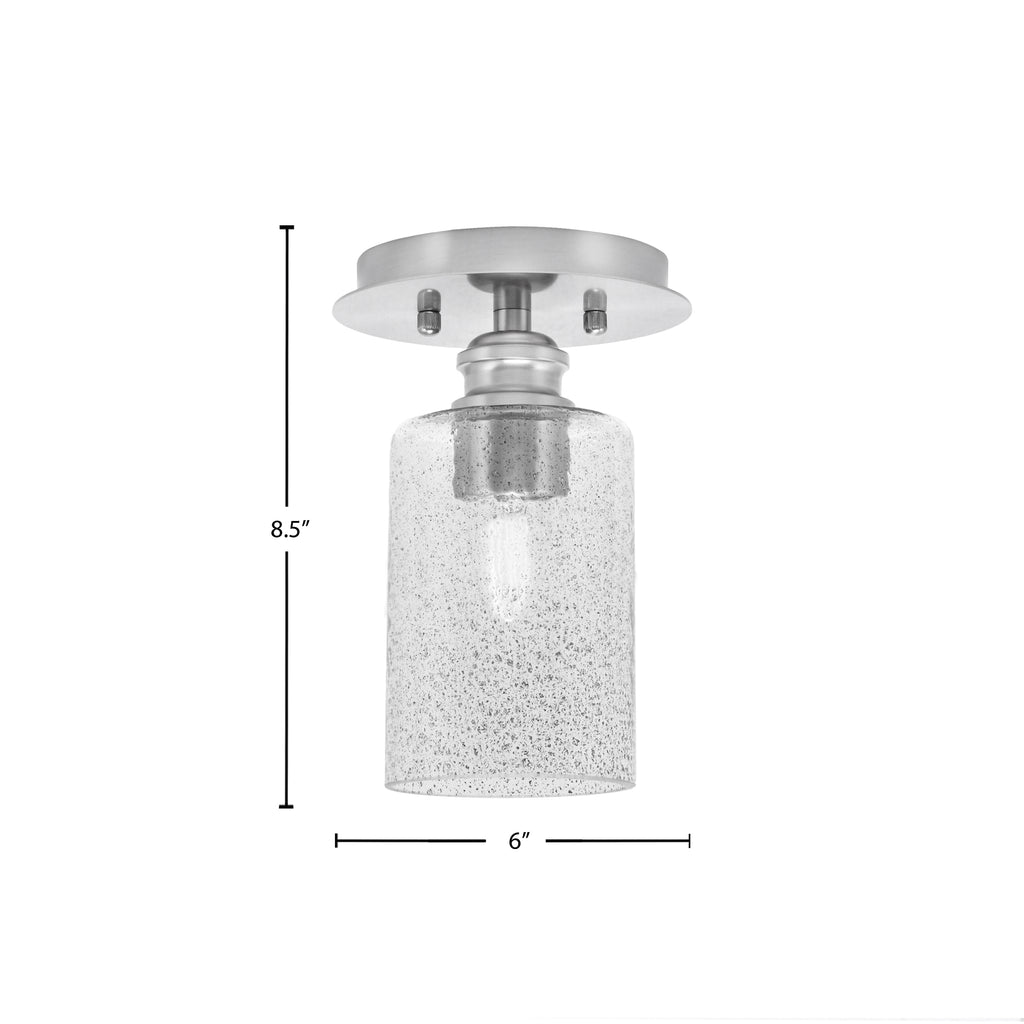 Edge One Light Semi-Flush Mount in Brushed Nickel with 4" Smoke Bubble Shade