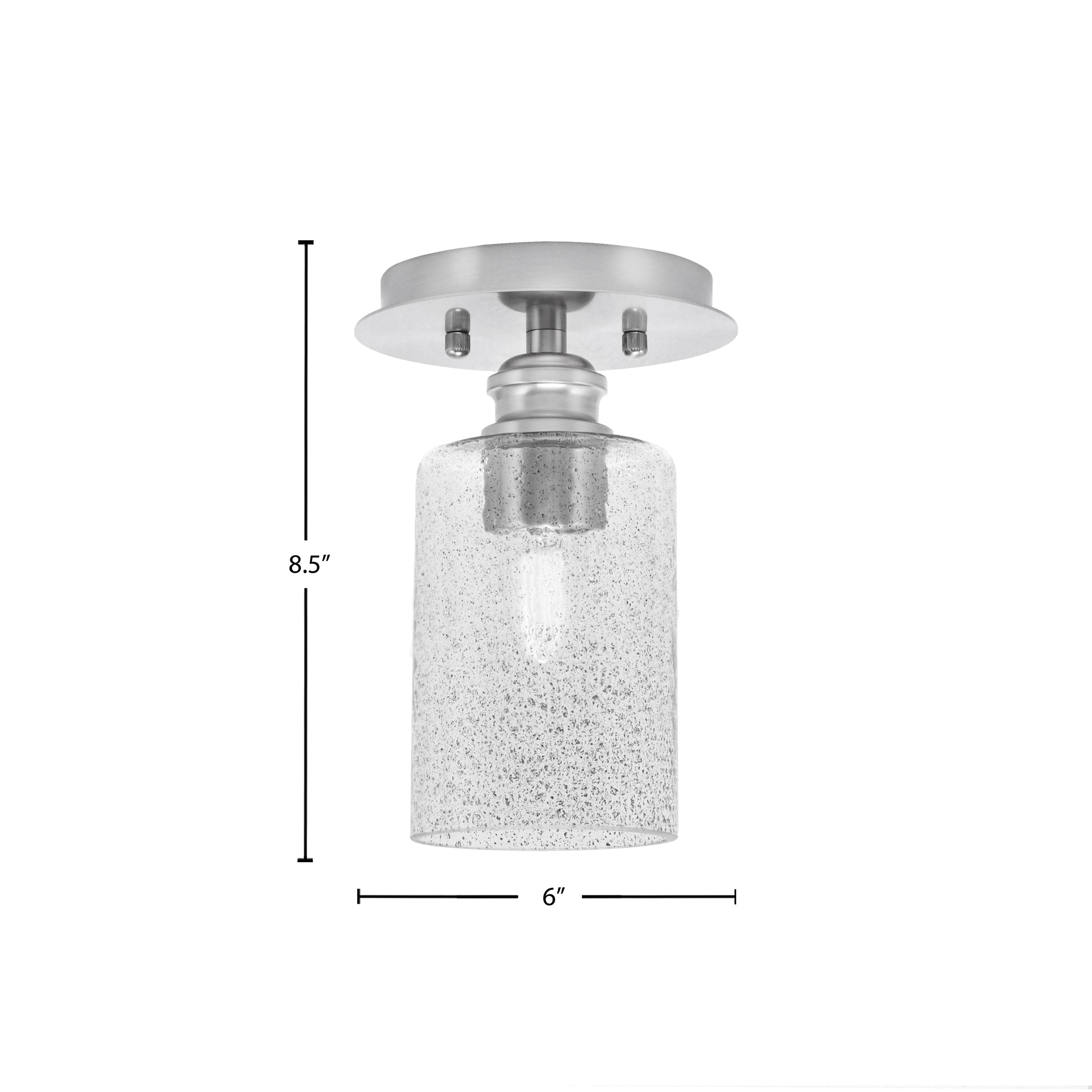 Edge One Light Semi-Flush Mount in Brushed Nickel with 4" Smoke Bubble Shade
