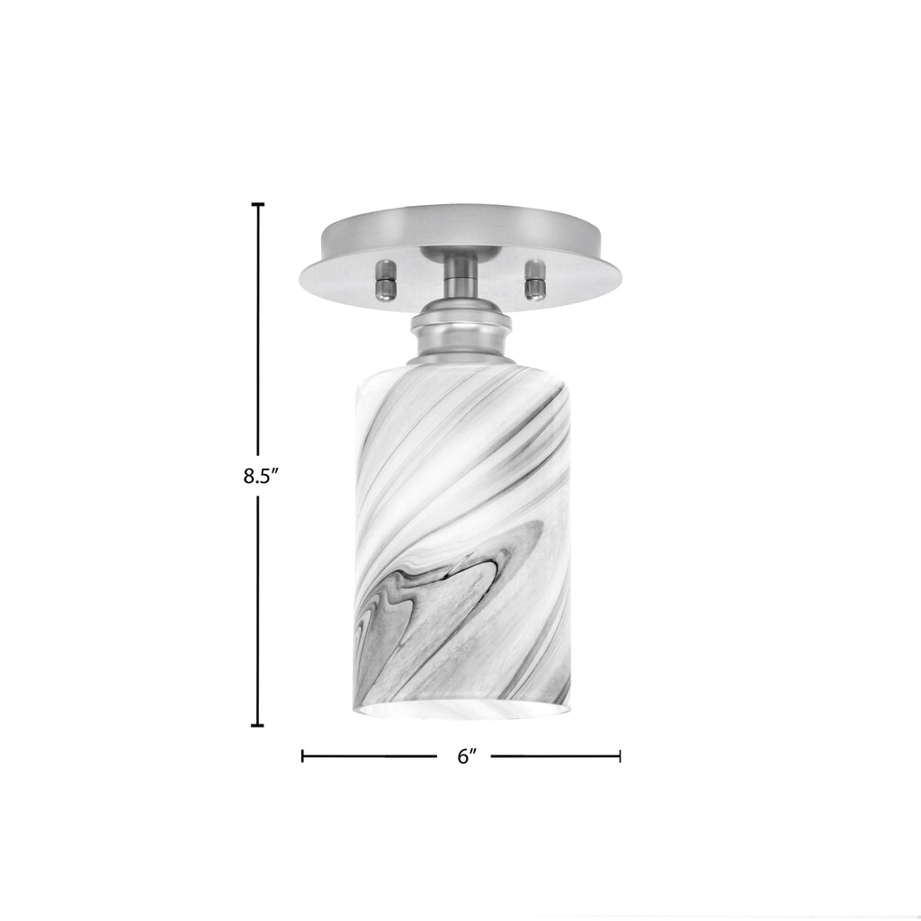 Edge One Light Semi-Flush Mount in Brushed Nickel with 4" Onyx Swirl Shade