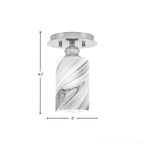 Edge One Light Semi-Flush Mount in Brushed Nickel with 4" Onyx Swirl Shade