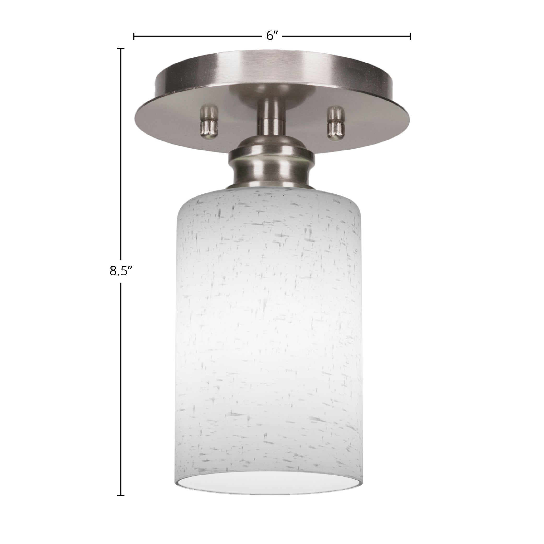 Edge One Light Semi-Flush Mount in Brushed Nickel with 4" White Muslin Shade