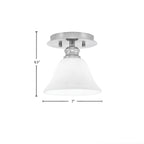 Edge One Light Semi-Flush Mount in Brushed Nickel with 7" White Muslin Shade