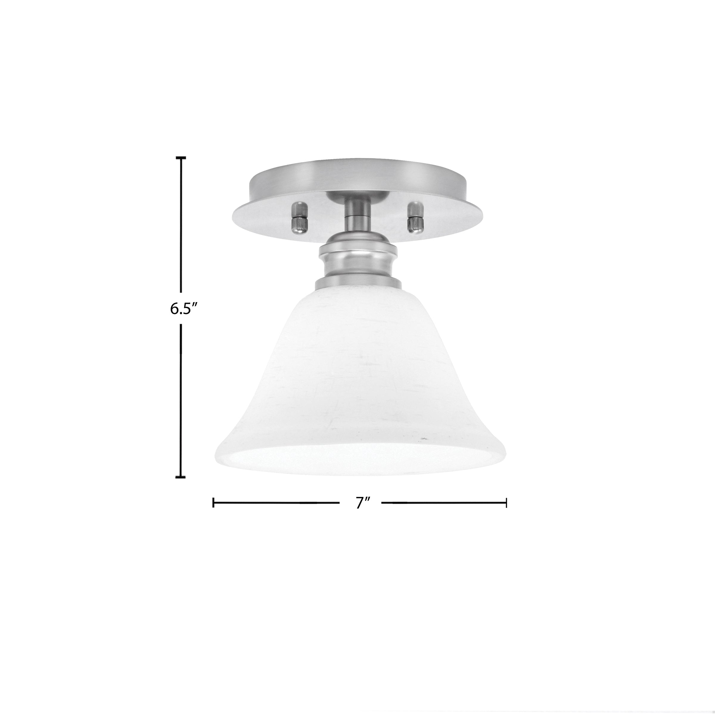 Edge One Light Semi-Flush Mount in Brushed Nickel with 7" White Muslin Shade
