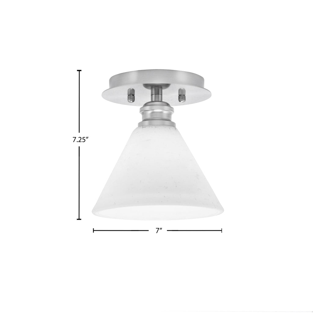 Edge One Light Semi-Flush Mount in Brushed Nickel with 7" White Muslin Shade