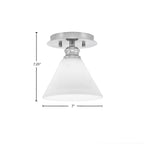 Edge One Light Semi-Flush Mount in Brushed Nickel with 7" White Muslin Shade