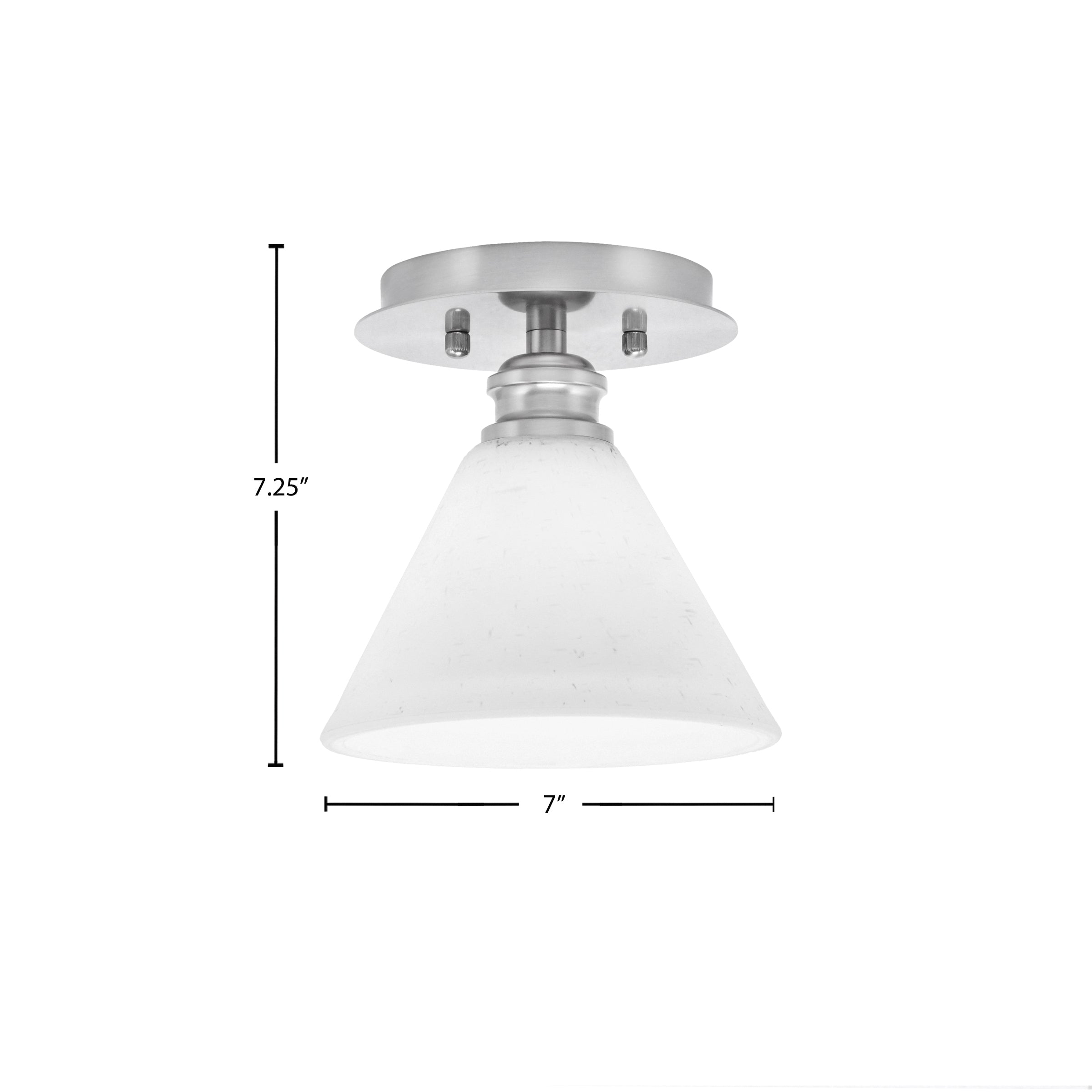Edge One Light Semi-Flush Mount in Brushed Nickel with 7" White Muslin Shade