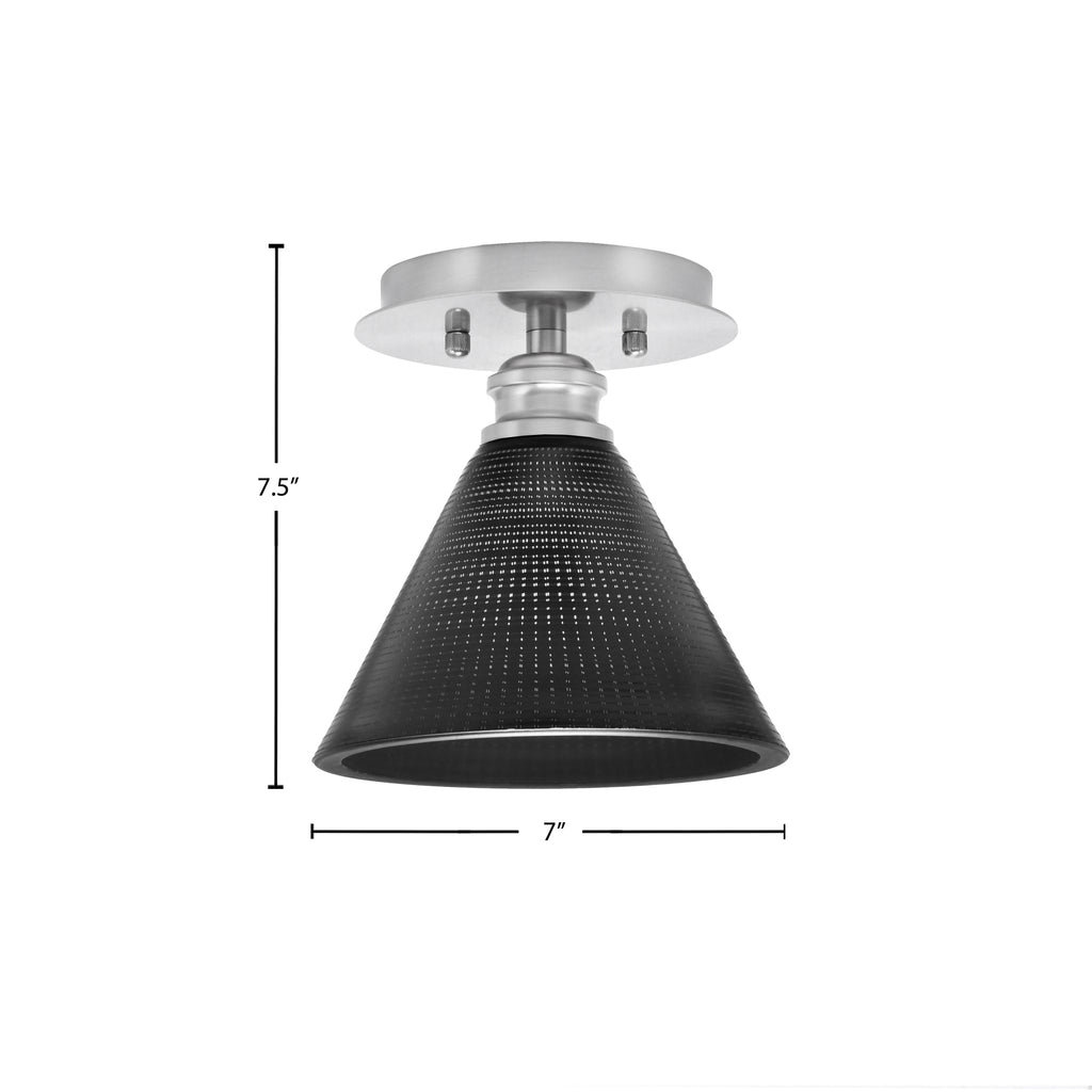 Edge One Light Semi-Flush Mount in Brushed Nickel with 7" Black Matrix Shade