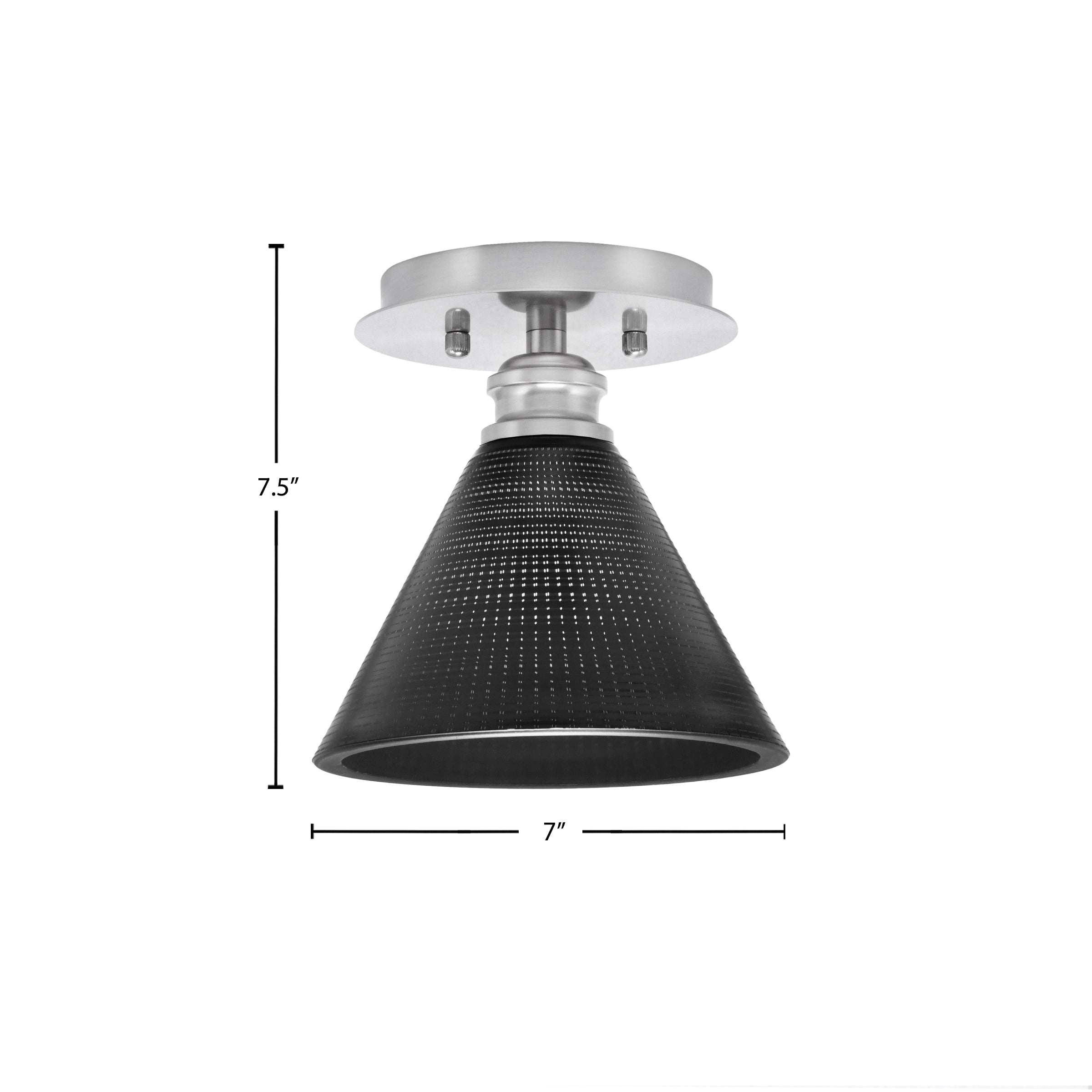 Edge One Light Semi-Flush Mount in Brushed Nickel with 7" Black Matrix Shade