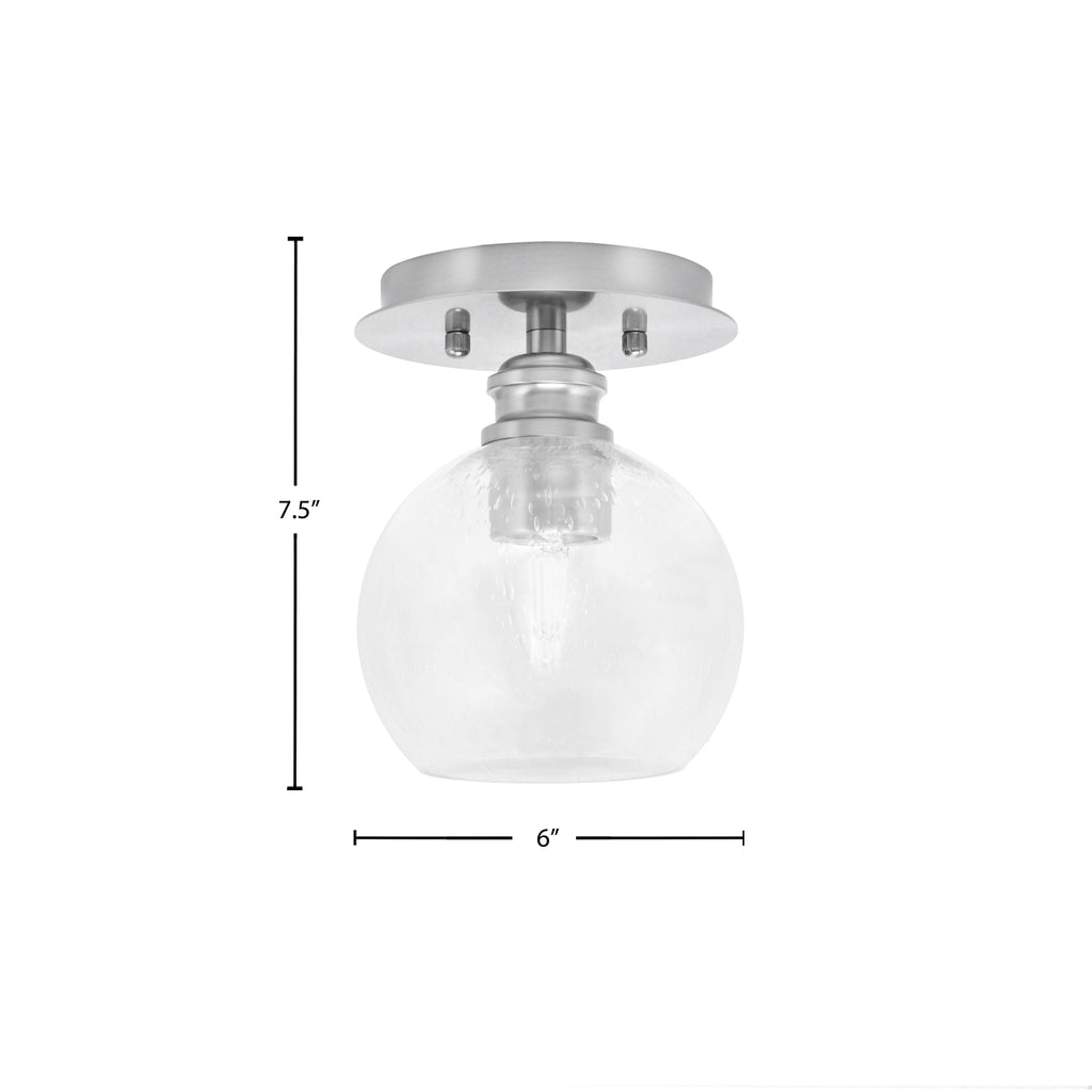 Edge One Light Semi-Flush Mount in Brushed Nickel with 5.75" Clear Bubble Shade