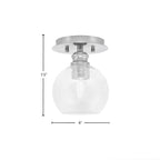 Edge One Light Semi-Flush Mount in Brushed Nickel with 5.75" Clear Bubble Shade