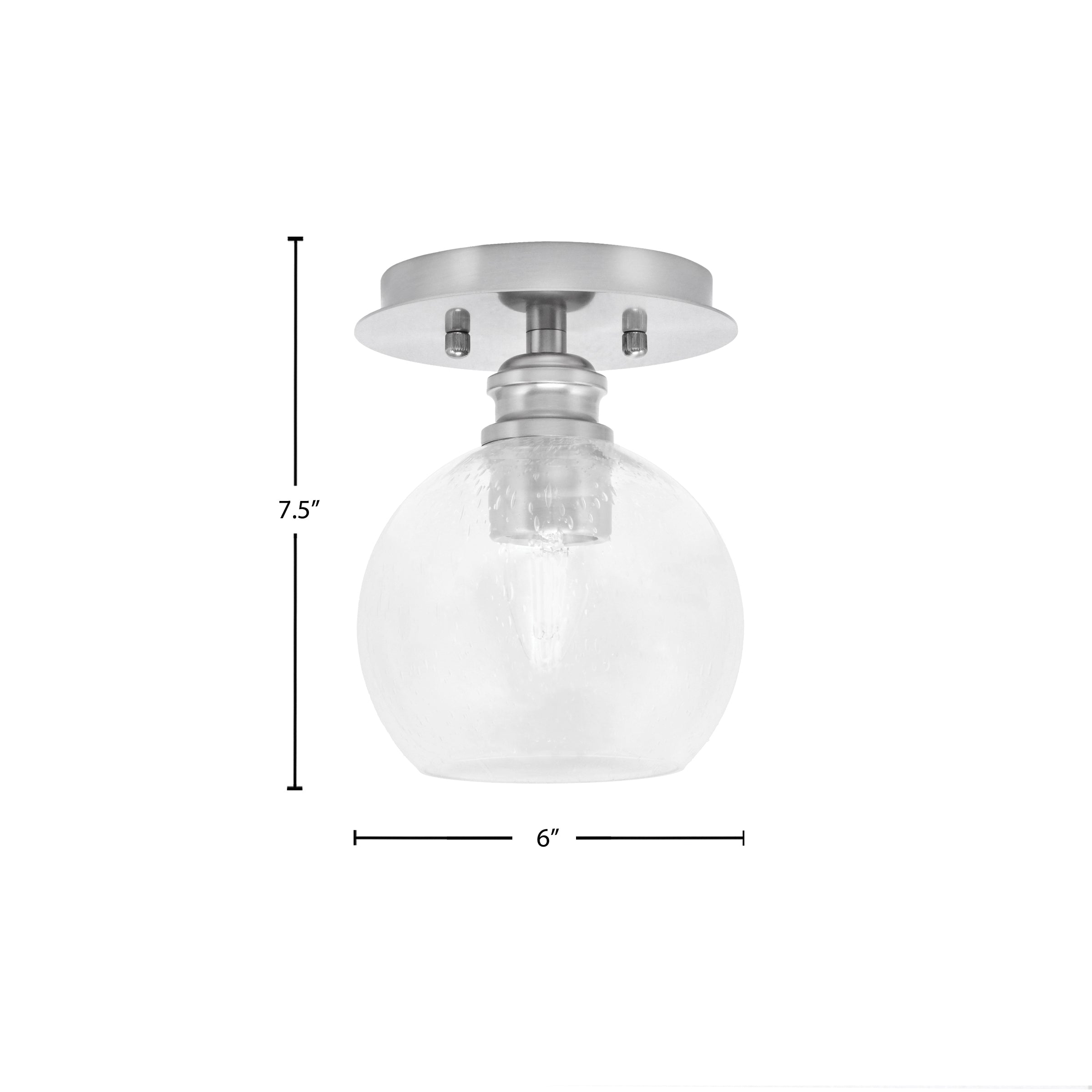 Edge One Light Semi-Flush Mount in Brushed Nickel with 5.75" Clear Bubble Shade