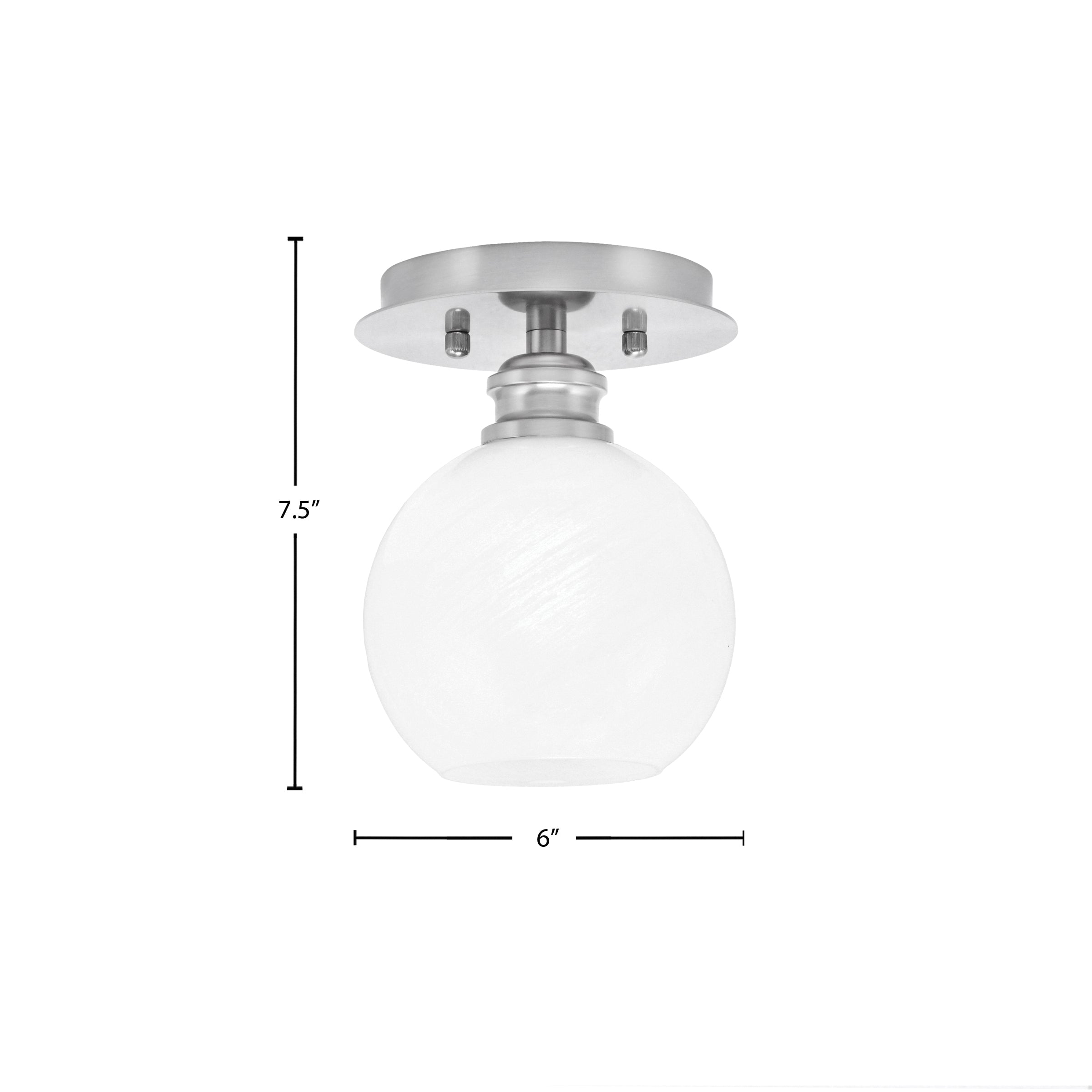 Edge One Light Semi-Flush Mount in Brushed Nickel with 5.75" White Marble Shade