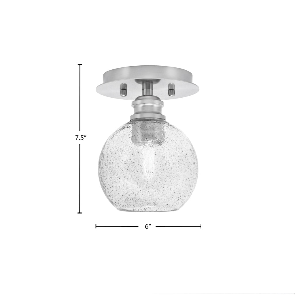 Edge One Light Semi-Flush Mount in Brushed Nickel with 5.75" Smoke Bubble Shade